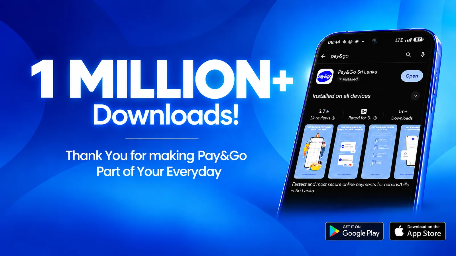 One million downloads milestone.